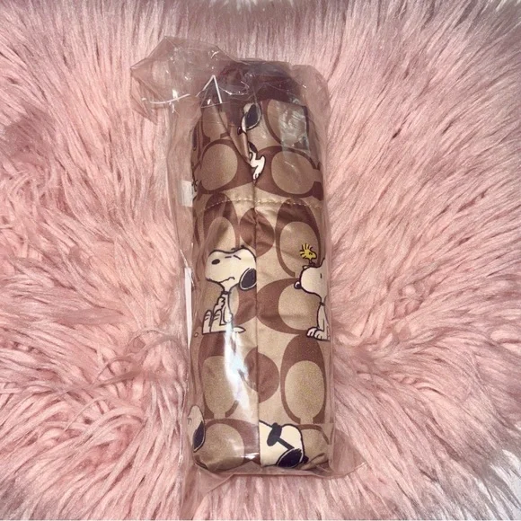 Coach NEW Coach X Peanuts Snoopy Print Brown Multi UV Protection Mini Umbrella - Picture 8 of 16